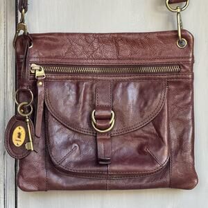 Vintage Y2K Fossil Brown Leather Crossbody Purse